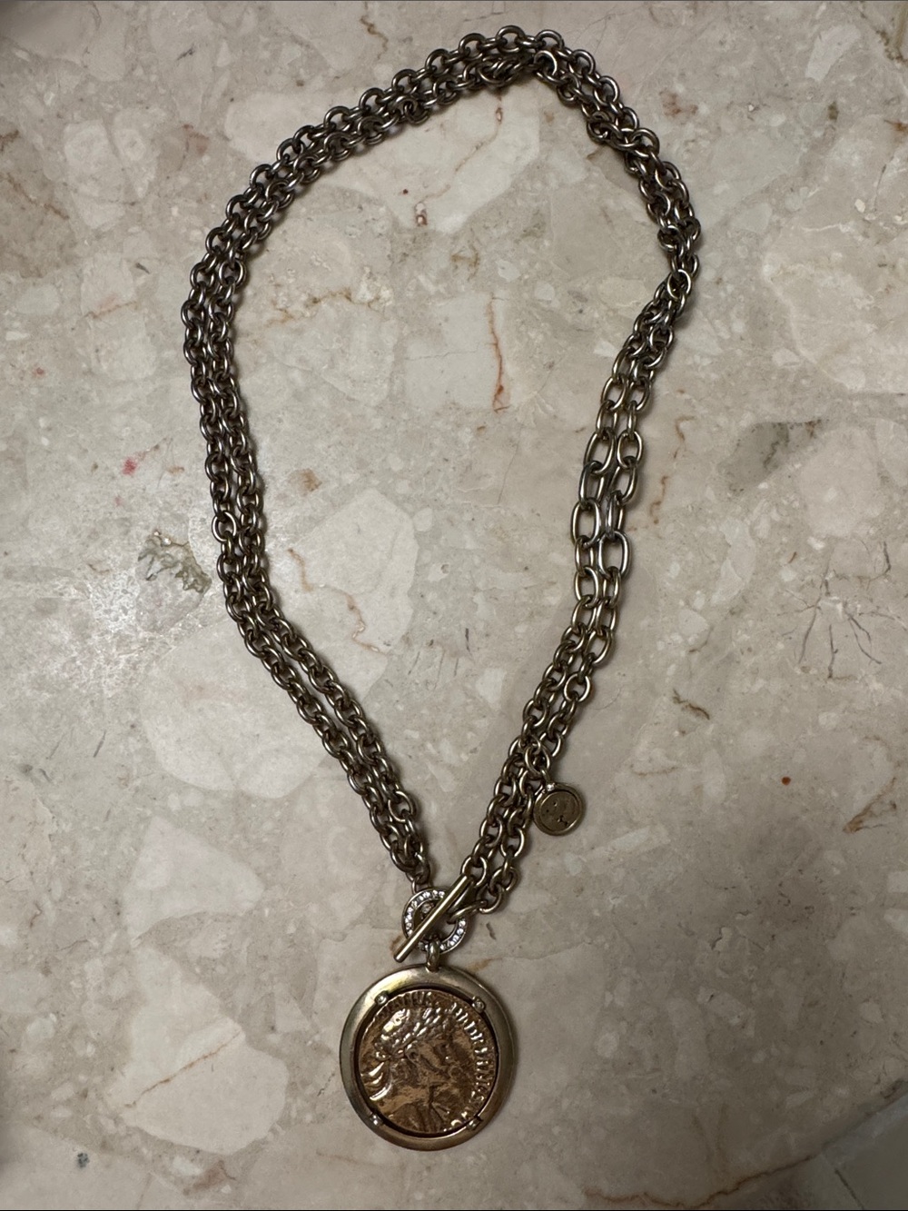 White House Black Market Gold-Tone Coin Pendant Necklace